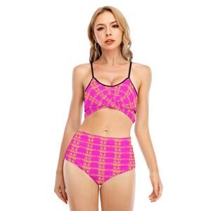 FullbreedCustomPrint Women's Bikini Swimsuit With Cross Straps